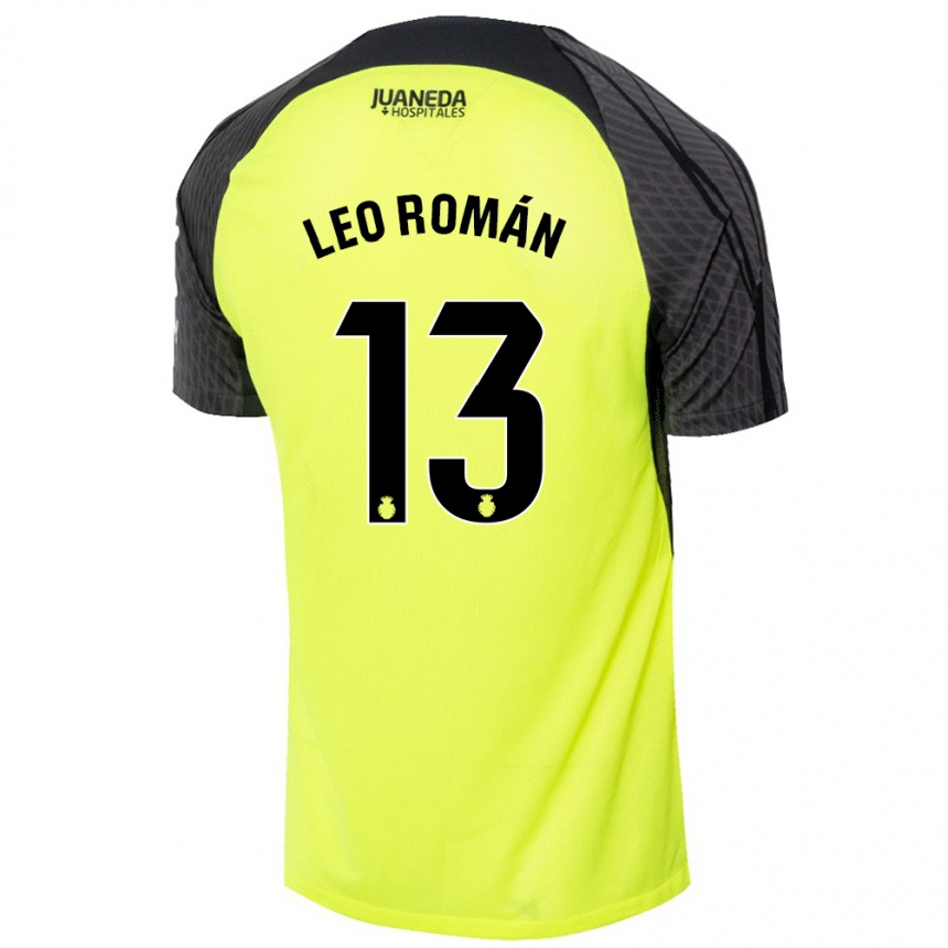 Niño Fútbol Camiseta Leo Román #13 Verde Fluorescente Negro 2ª Equipación 2024/25 México