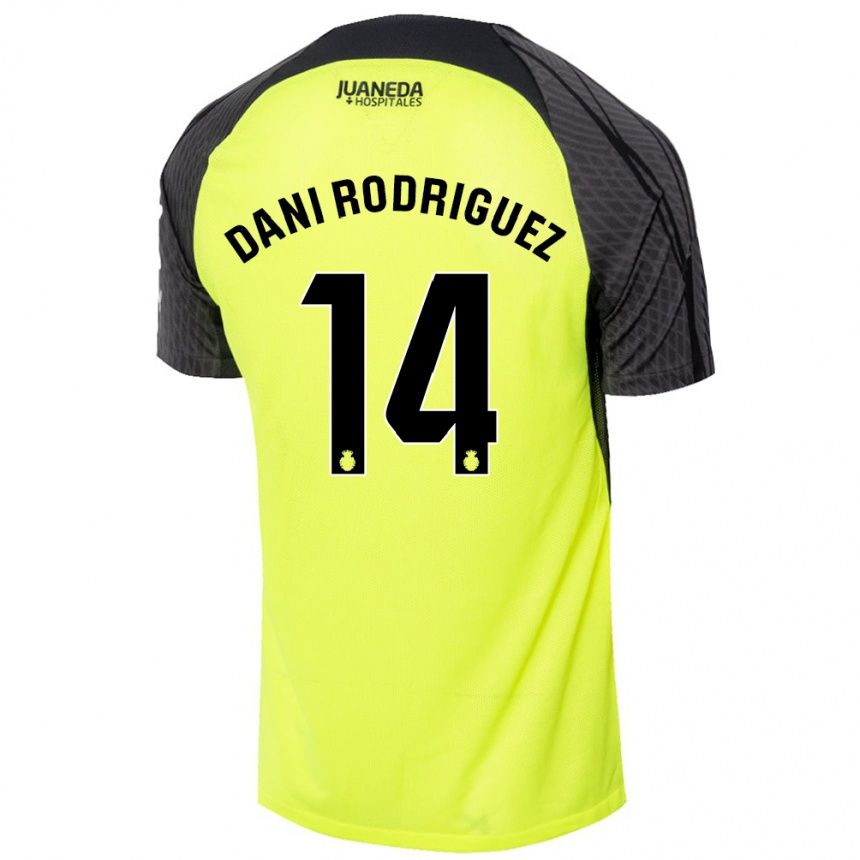 Niño Fútbol Camiseta Dani Rodríguez #14 Verde Fluorescente Negro 2ª Equipación 2024/25 México