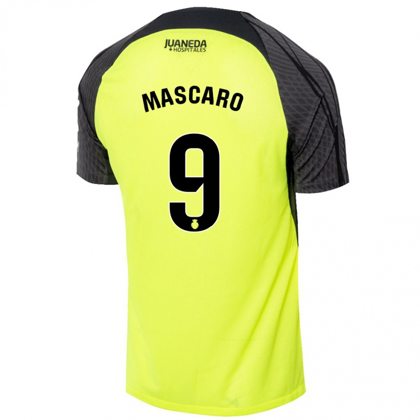 Niño Fútbol Camiseta Pau Mascaró #9 Verde Fluorescente Negro 2ª Equipación 2024/25 México