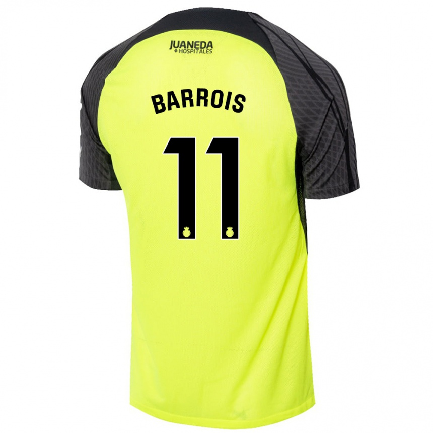 Niño Fútbol Camiseta Eliott Barrois #11 Verde Fluorescente Negro 2ª Equipación 2024/25 México