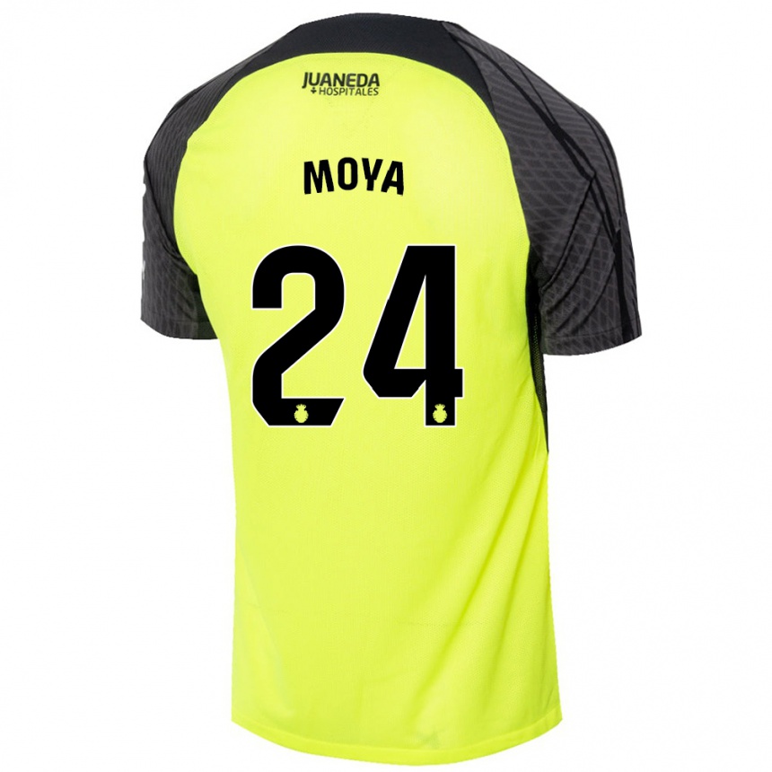 Niño Fútbol Camiseta Pablo Moyá #24 Verde Fluorescente Negro 2ª Equipación 2024/25 México