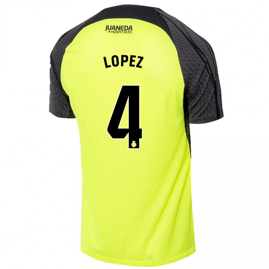 Niño Fútbol Camiseta David López #4 Verde Fluorescente Negro 2ª Equipación 2024/25 México