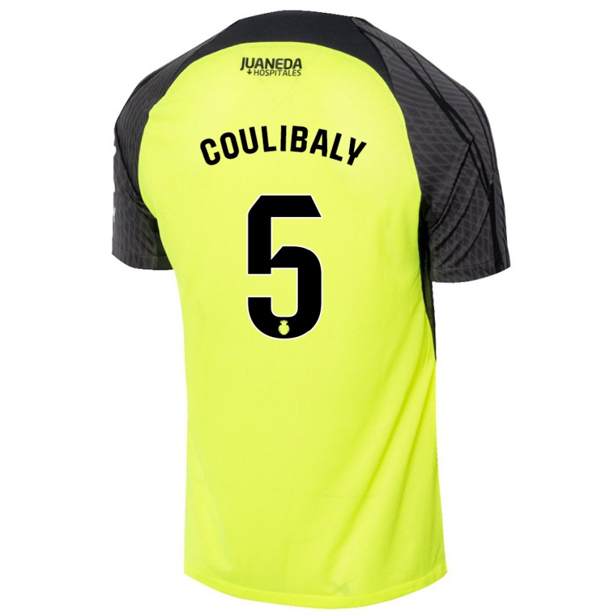 Niño Fútbol Camiseta Habib Anas Coulibaly #5 Verde Fluorescente Negro 2ª Equipación 2024/25 México