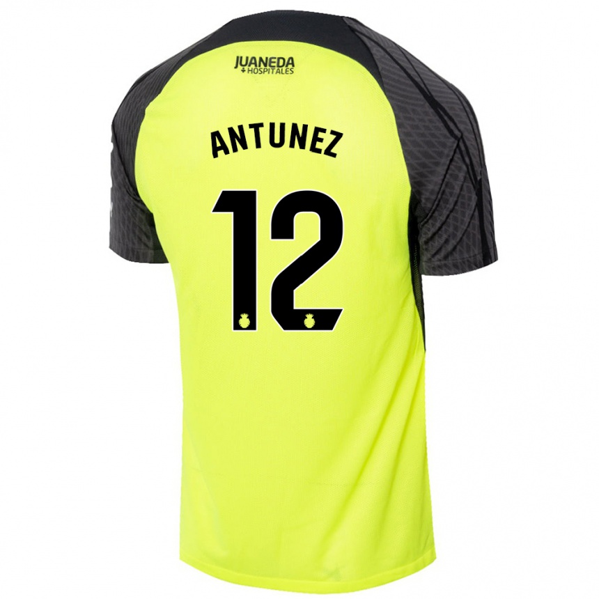 Niño Fútbol Camiseta Yahir Antúnez #12 Verde Fluorescente Negro 2ª Equipación 2024/25 México