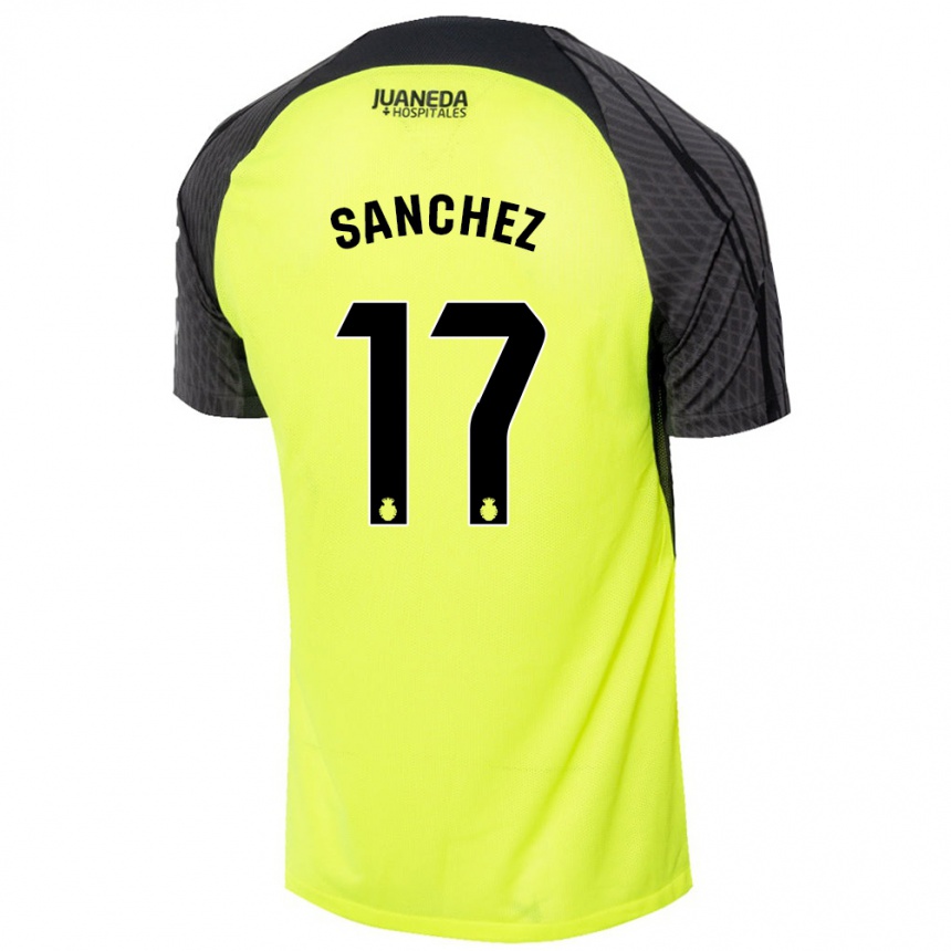 Niño Fútbol Camiseta Avelino Sánchez #17 Verde Fluorescente Negro 2ª Equipación 2024/25 México