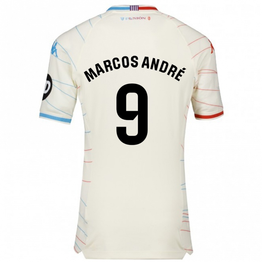 Niño Fútbol Camiseta Marcos André #9 Blanco Rojo Azul 2ª Equipación 2024/25 México