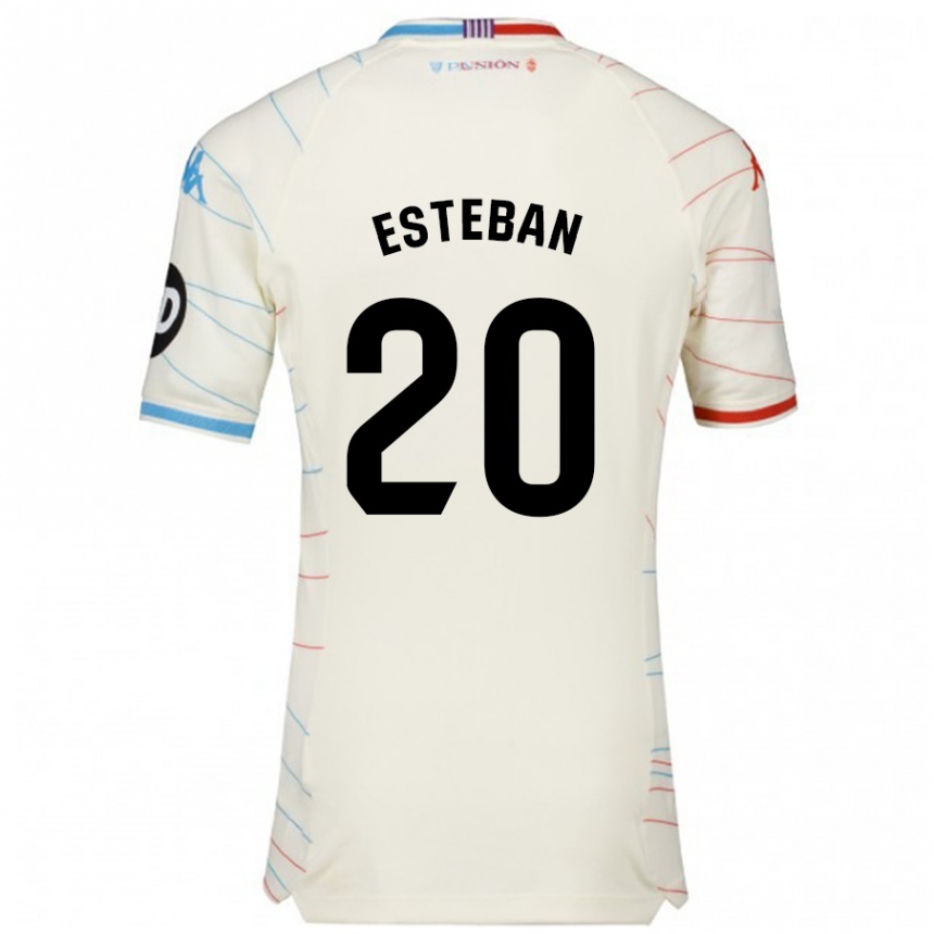 Niño Fútbol Camiseta Sergio Esteban #20 Blanco Rojo Azul 2ª Equipación 2024/25 México