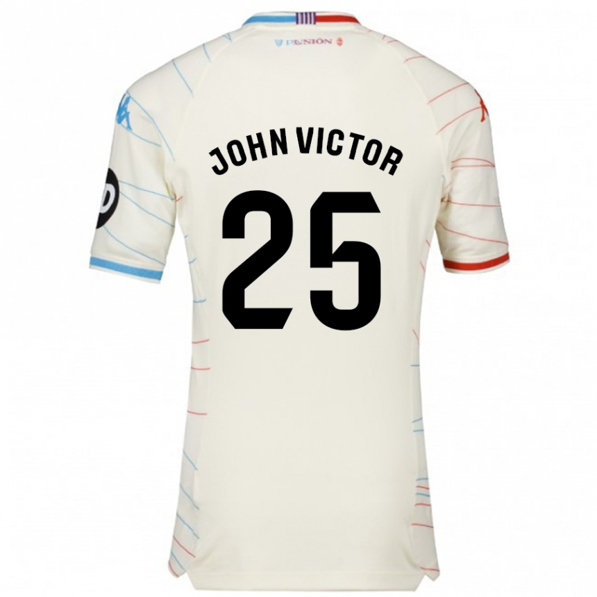 Niño Fútbol Camiseta John Victor #25 Blanco Rojo Azul 2ª Equipación 2024/25 México