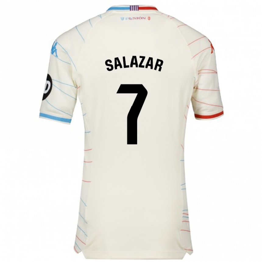 Niño Fútbol Camiseta Israel Salazar #7 Blanco Rojo Azul 2ª Equipación 2024/25 México