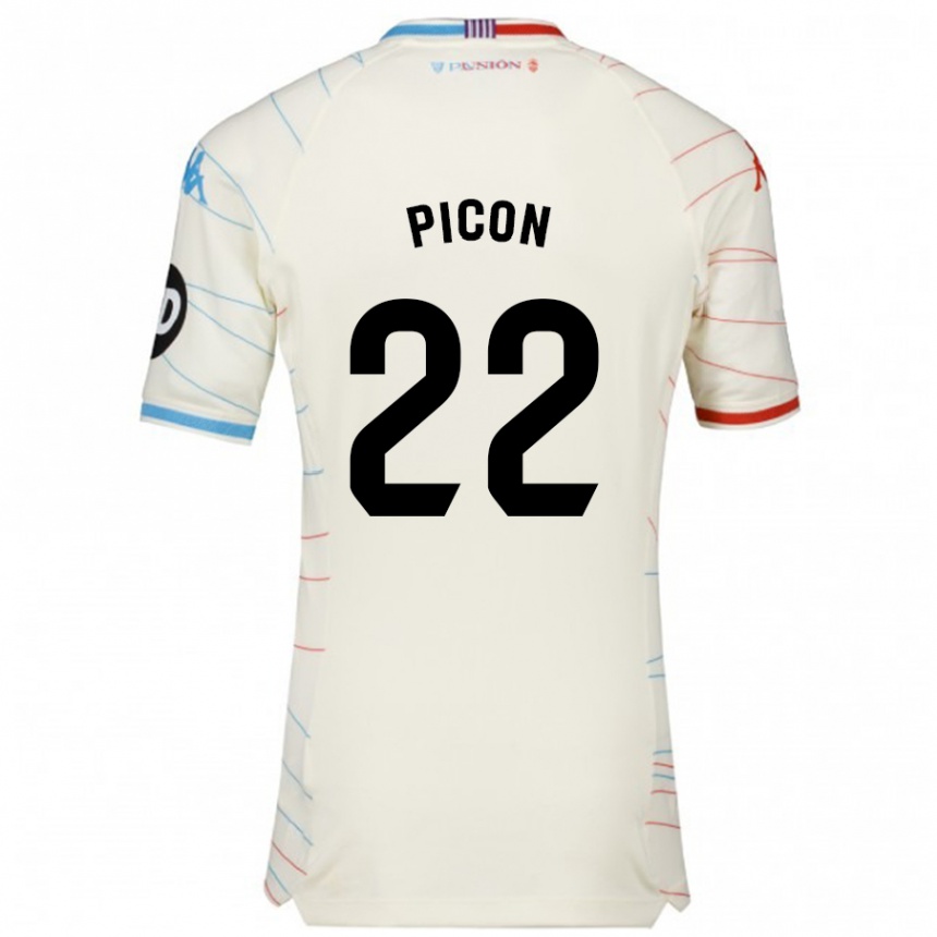 Niño Fútbol Camiseta Pablo Picón #22 Blanco Rojo Azul 2ª Equipación 2024/25 México