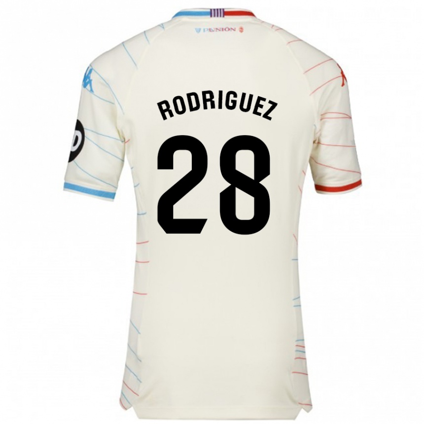 Niño Fútbol Camiseta Yago Rodríguez #28 Blanco Rojo Azul 2ª Equipación 2024/25 México