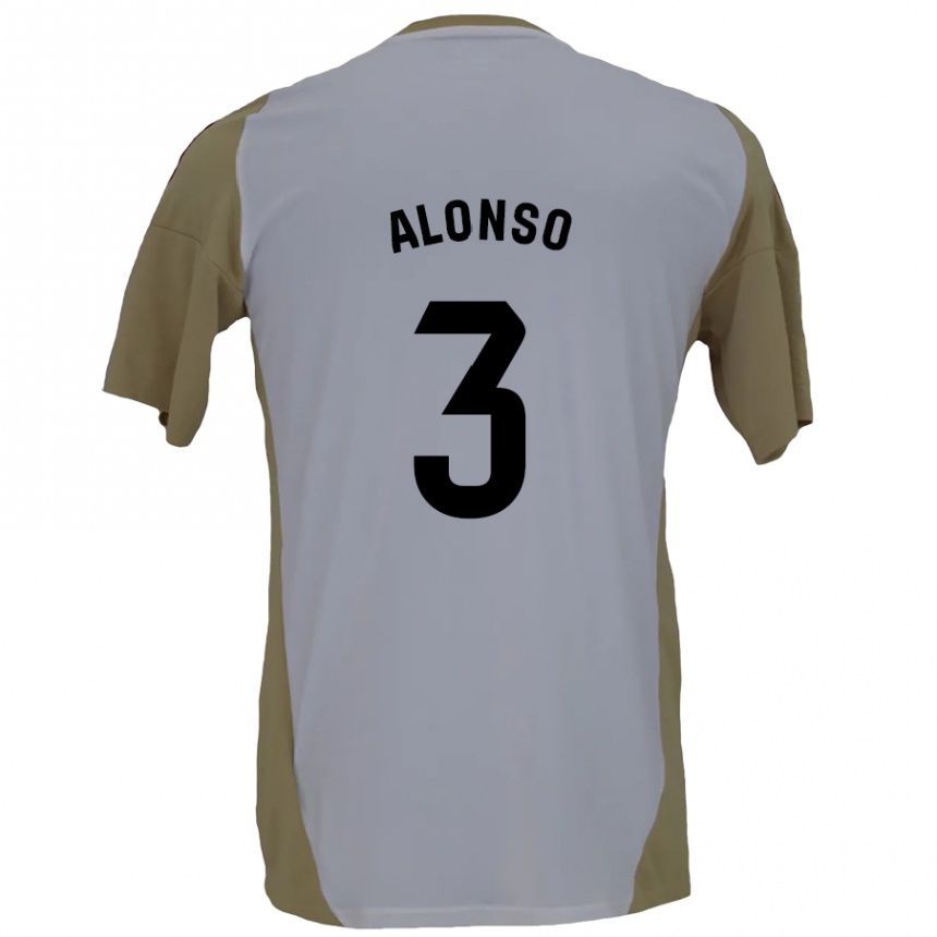 Niño Fútbol Camiseta Julio Alonso #3 Marrón Blanco 2ª Equipación 2024/25 México