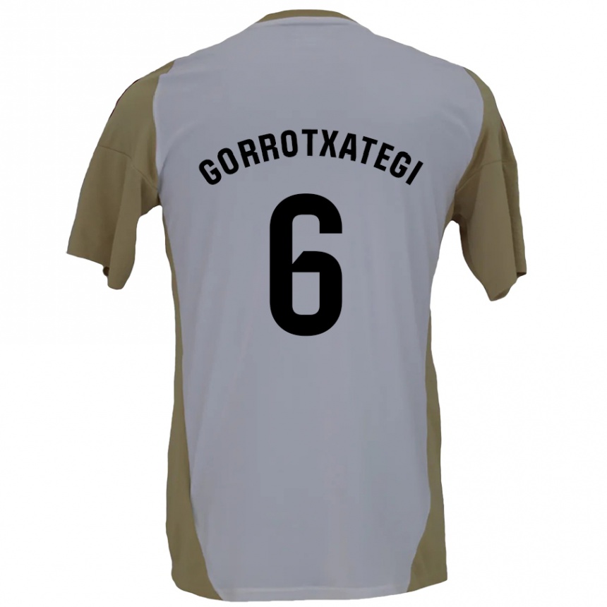 Niño Fútbol Camiseta Jon Gorrotxategi #6 Marrón Blanco 2ª Equipación 2024/25 México