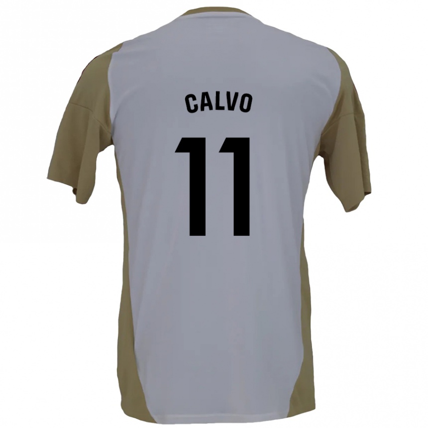 Niño Fútbol Camiseta Álex Calvo #11 Marrón Blanco 2ª Equipación 2024/25 México