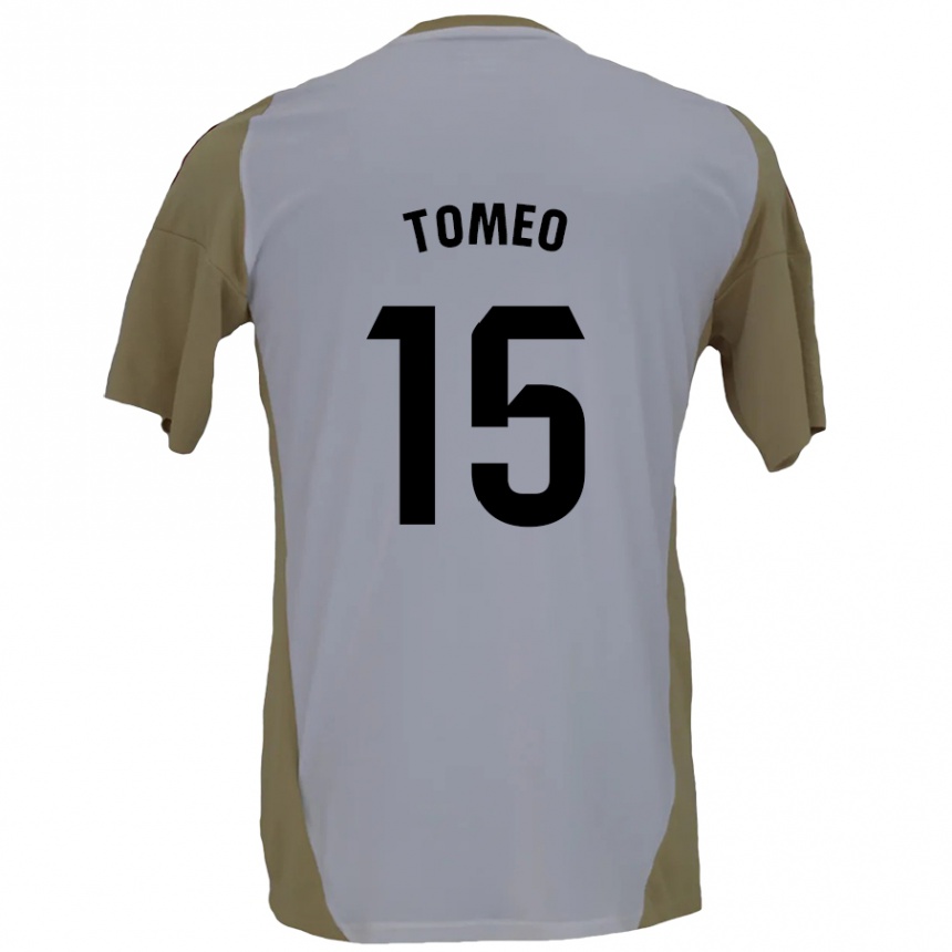 Niño Fútbol Camiseta Pablo Tomeo #15 Marrón Blanco 2ª Equipación 2024/25 México