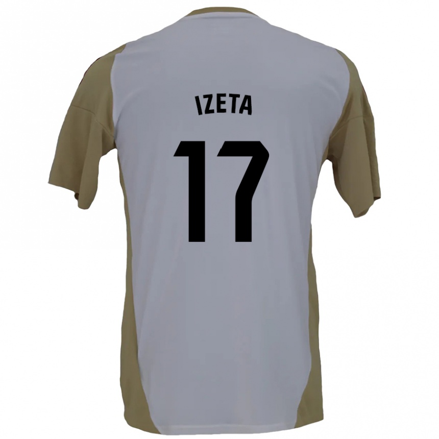 Niño Fútbol Camiseta Urko Izeta #17 Marrón Blanco 2ª Equipación 2024/25 México