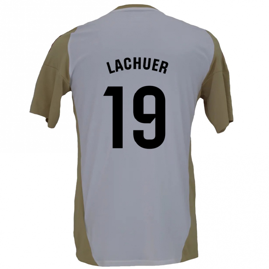 Niño Fútbol Camiseta Mathis Lachuer #19 Marrón Blanco 2ª Equipación 2024/25 México