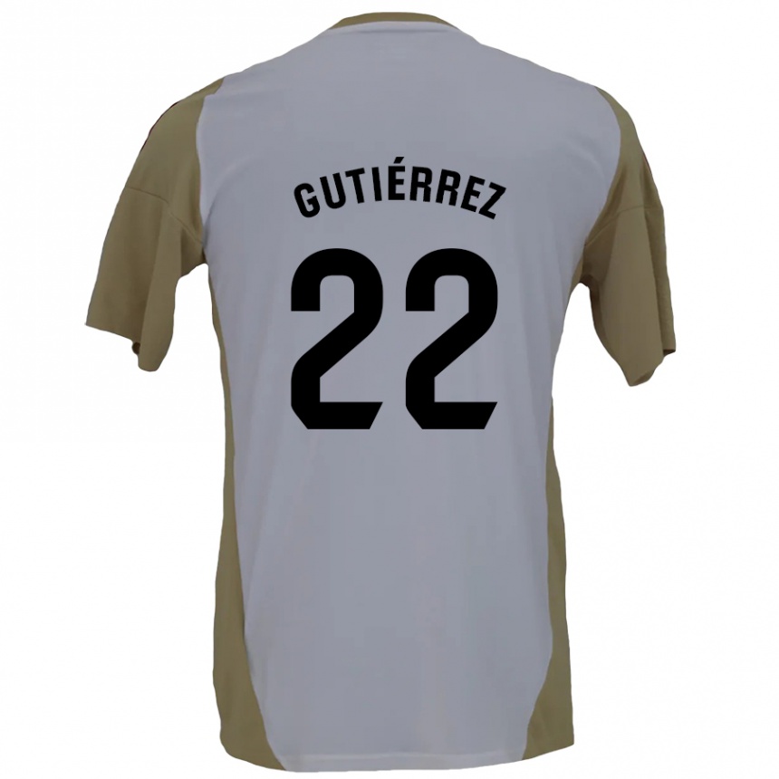 Niño Fútbol Camiseta Juan Gutiérrez #22 Marrón Blanco 2ª Equipación 2024/25 México