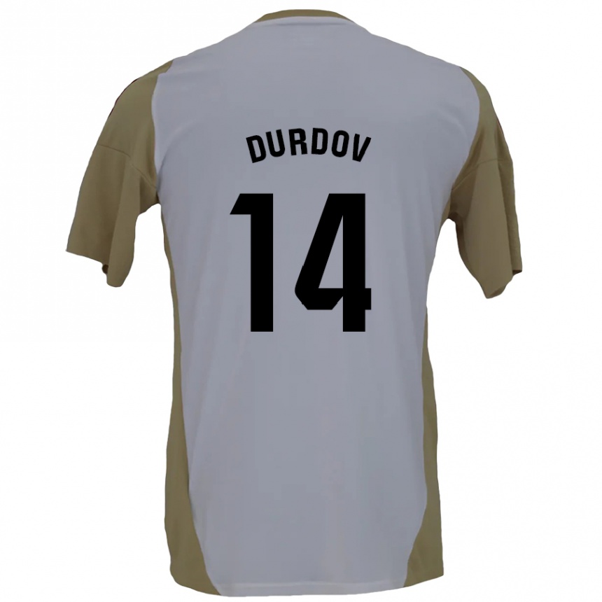 Niño Fútbol Camiseta Ivan Durdov #14 Marrón Blanco 2ª Equipación 2024/25 México