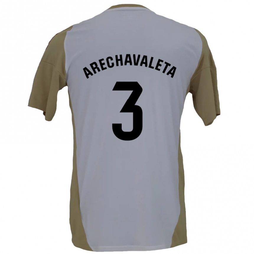 Niño Fútbol Camiseta Jorge Arechavaleta #3 Marrón Blanco 2ª Equipación 2024/25 México