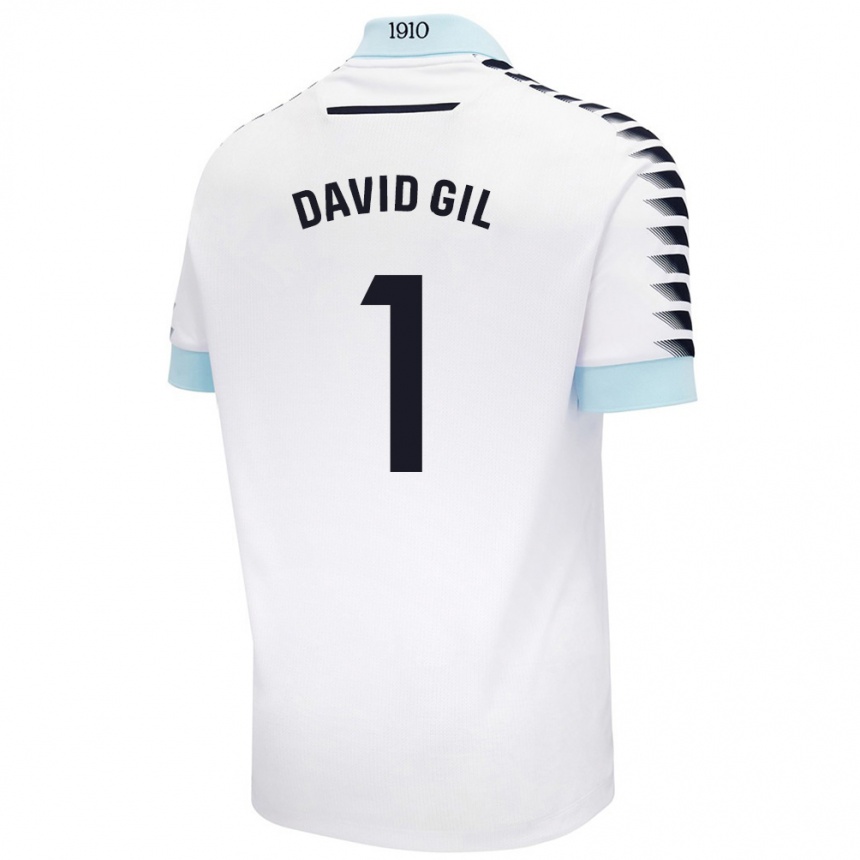 Niño Fútbol Camiseta David Gil #1 Blanco Azul 2ª Equipación 2024/25 México