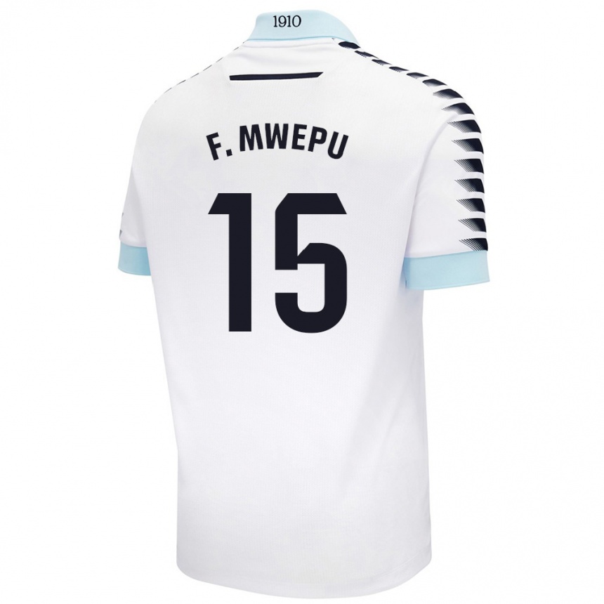 Niño Fútbol Camiseta Francisco Mwepu #15 Blanco Azul 2ª Equipación 2024/25 México