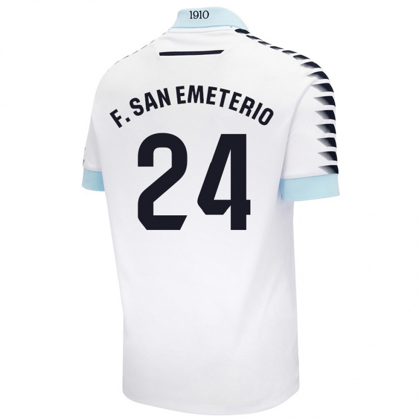 Niño Fútbol Camiseta Fede San Emeterio #24 Blanco Azul 2ª Equipación 2024/25 México