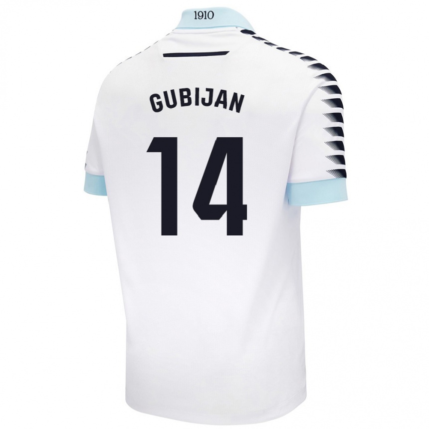 Niño Fútbol Camiseta Lovro Gubijan #14 Blanco Azul 2ª Equipación 2024/25 México