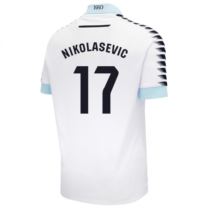 Niño Fútbol Camiseta Mirko Nikolasevic #17 Blanco Azul 2ª Equipación 2024/25 México