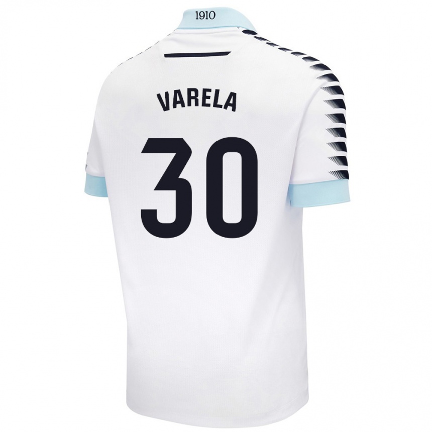 Niño Fútbol Camiseta Brandon Varela #30 Blanco Azul 2ª Equipación 2024/25 México