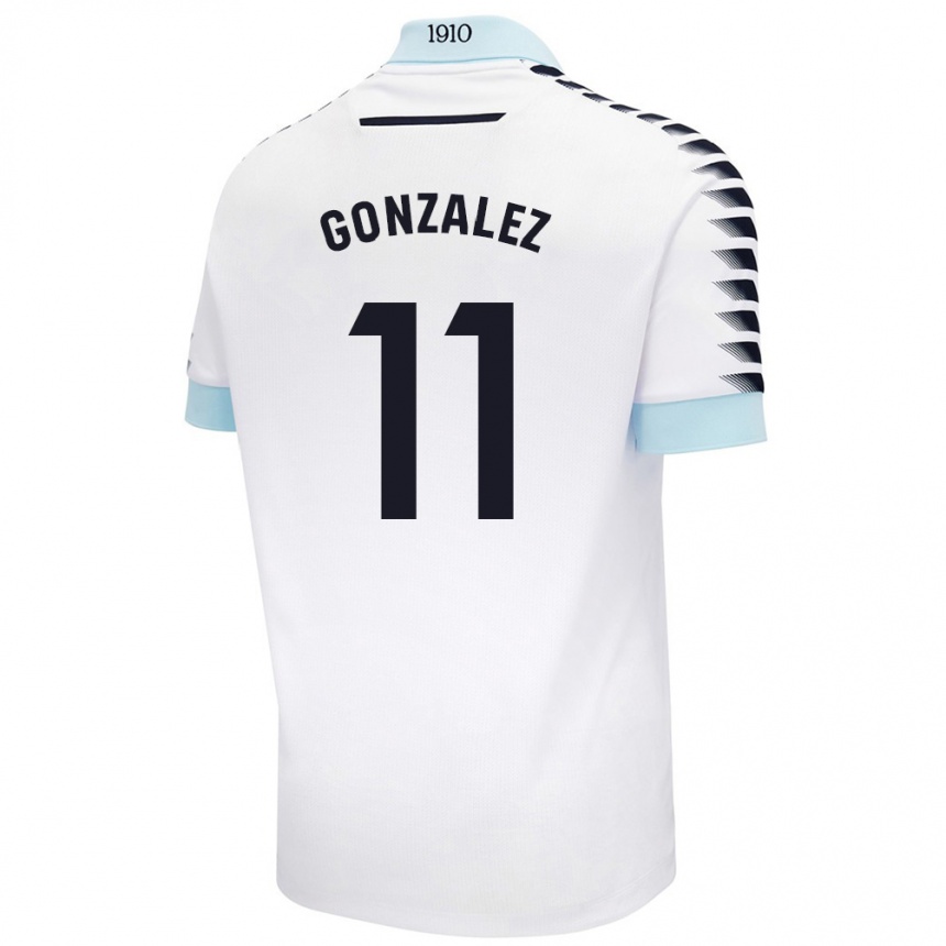 Niño Fútbol Camiseta Chus González #11 Blanco Azul 2ª Equipación 2024/25 México