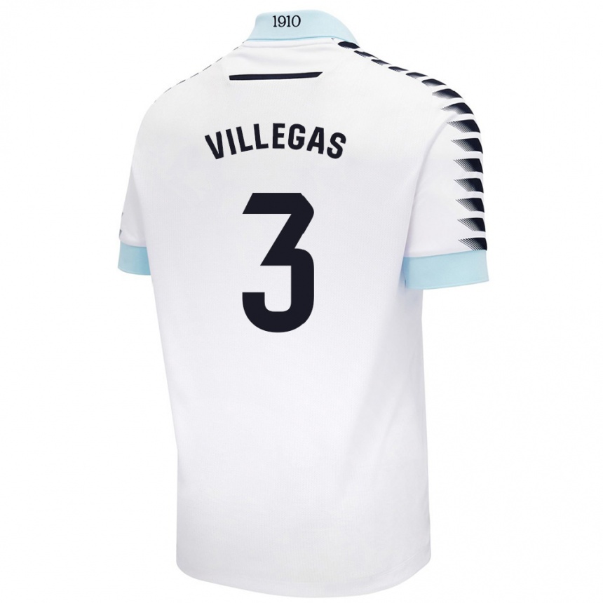 Niño Fútbol Camiseta Virginia Villegas Rico #3 Blanco Azul 2ª Equipación 2024/25 México