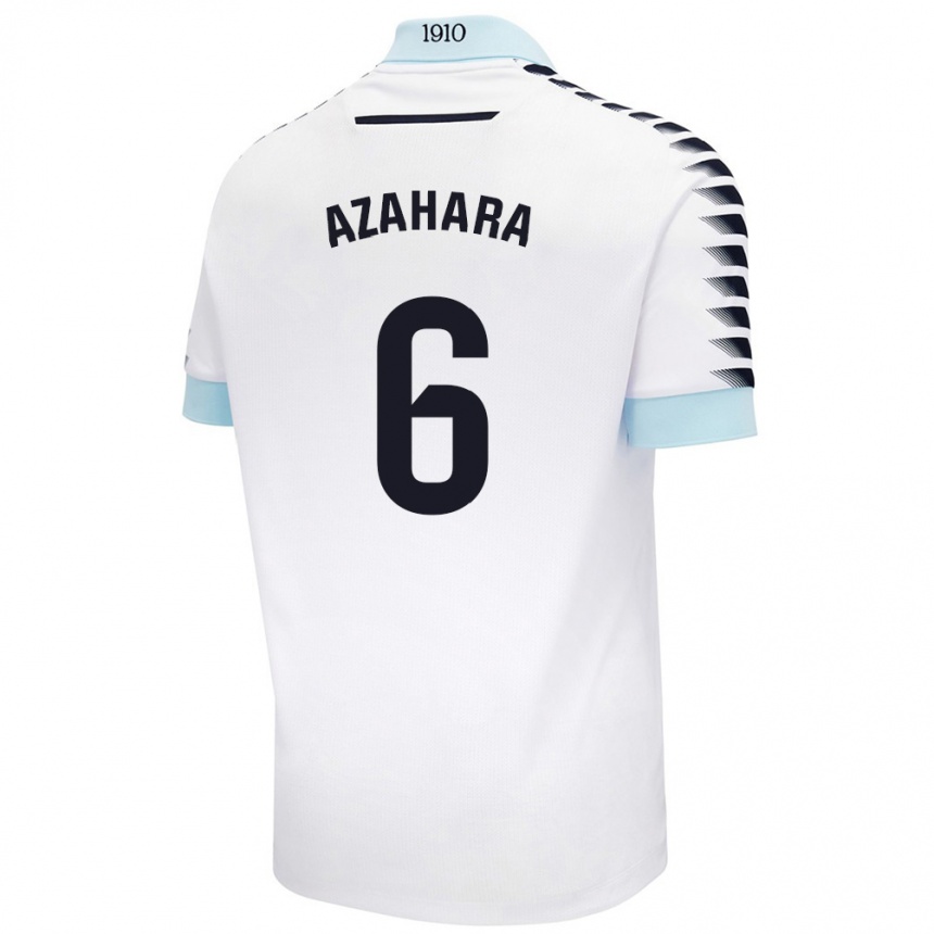 Niño Fútbol Camiseta Azahara #6 Blanco Azul 2ª Equipación 2024/25 México