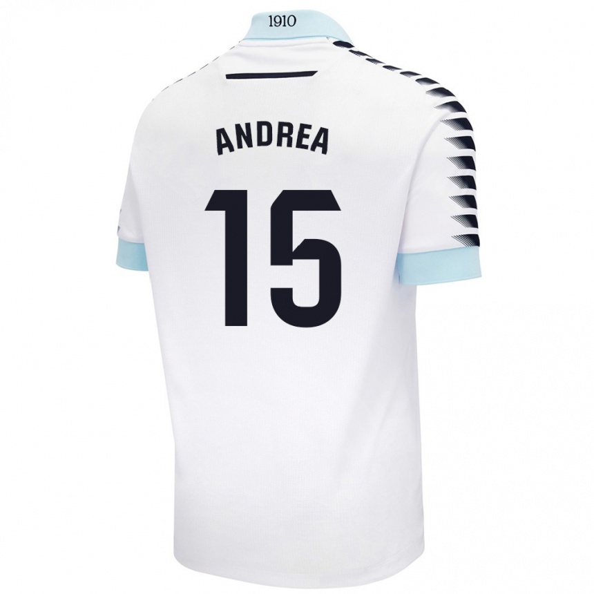 Niño Fútbol Camiseta Andrea Sánchez Moreno #15 Blanco Azul 2ª Equipación 2024/25 México