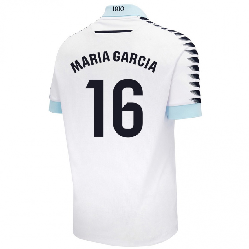 Niño Fútbol Camiseta Maria García Fernández #16 Blanco Azul 2ª Equipación 2024/25 México