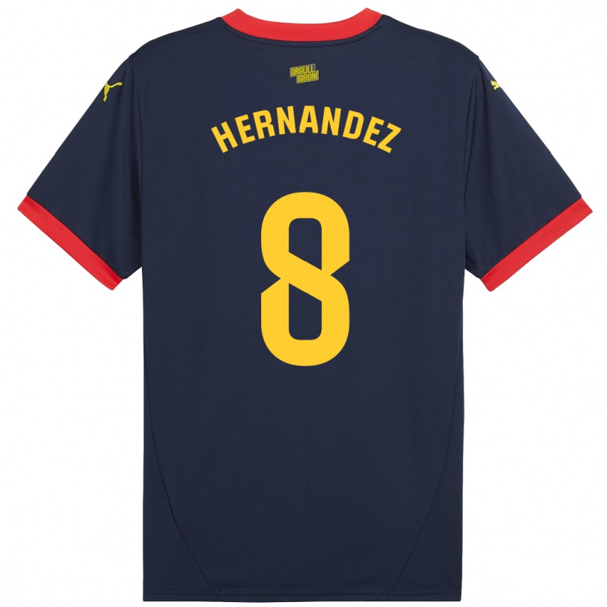 Niño Fútbol Camiseta Sofia Hernández #8 Azul Marino Rojo 2ª Equipación 2024/25 México