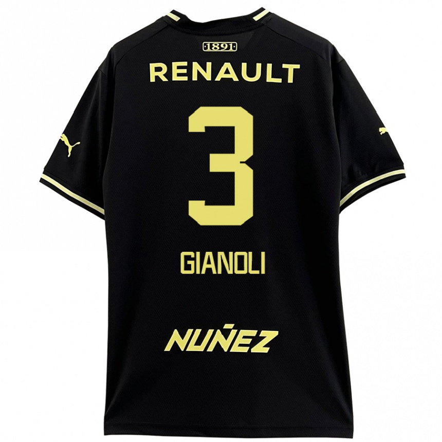 Niño Fútbol Camiseta Martín Gianoli #3 Negro Amarillo 2ª Equipación 2024/25 México