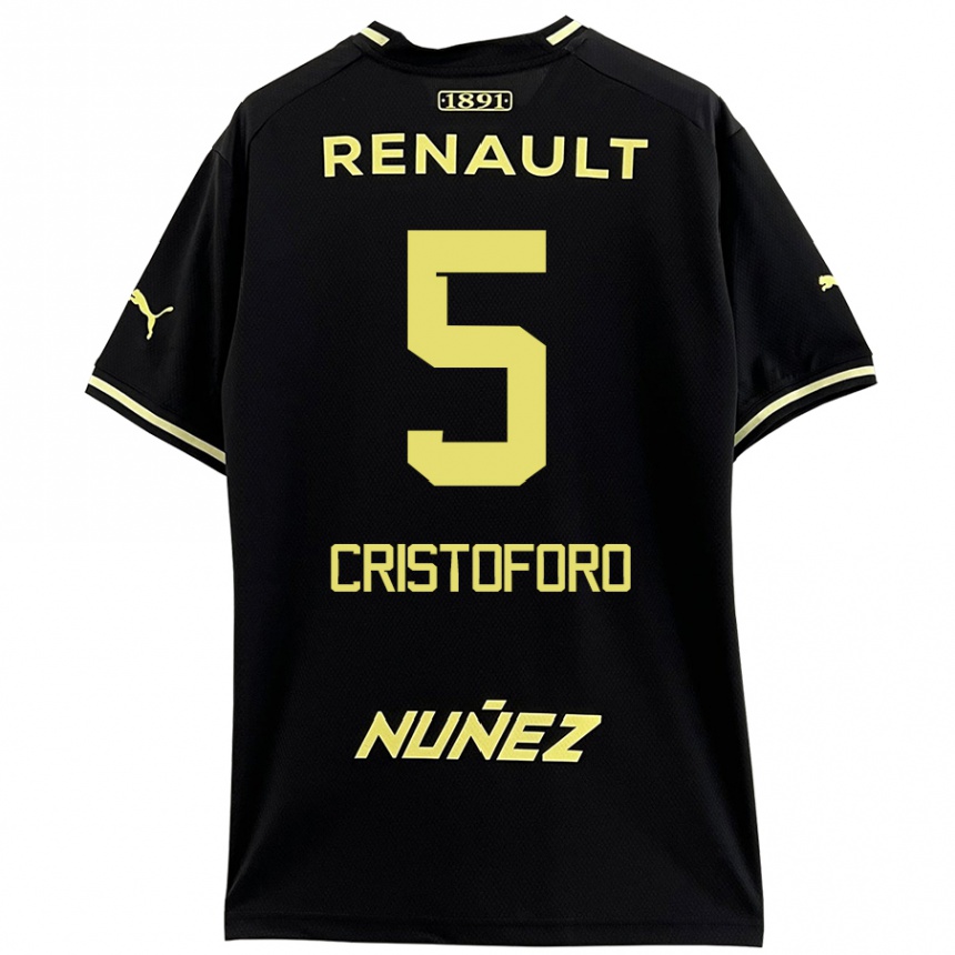 Niño Fútbol Camiseta Sebastián Cristóforo #5 Negro Amarillo 2ª Equipación 2024/25 México