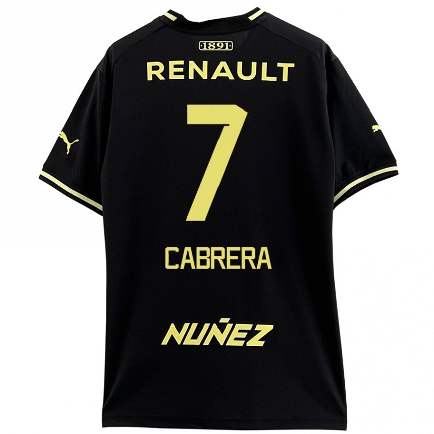 Niño Fútbol Camiseta Javier Cabrera #7 Negro Amarillo 2ª Equipación 2024/25 México