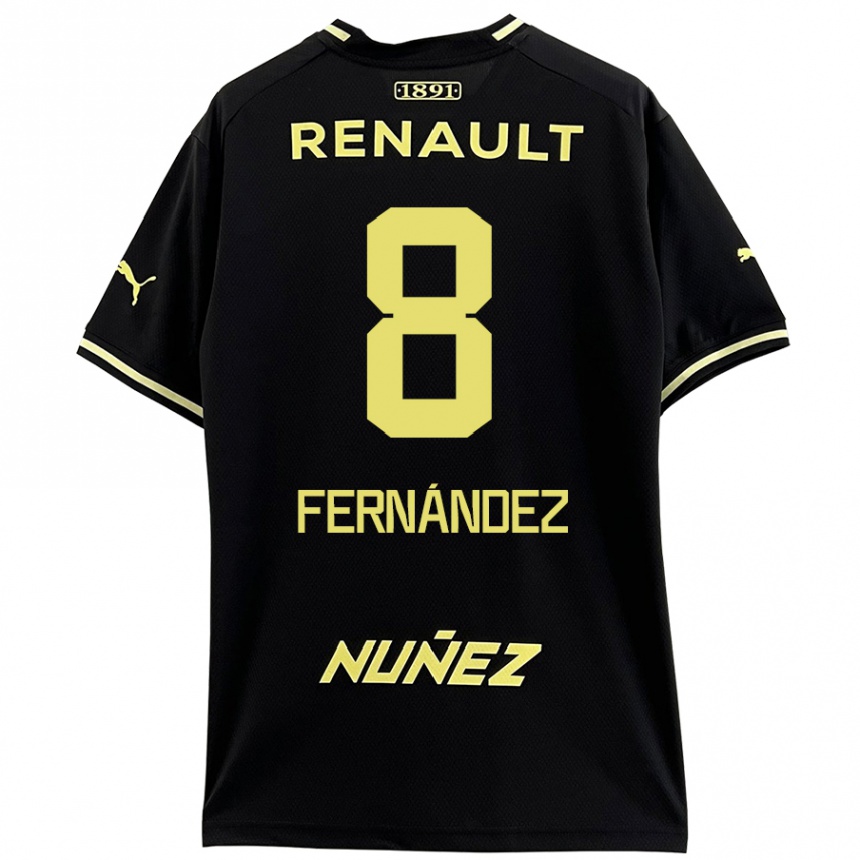 Niño Fútbol Camiseta Leonardo Fernández #8 Negro Amarillo 2ª Equipación 2024/25 México