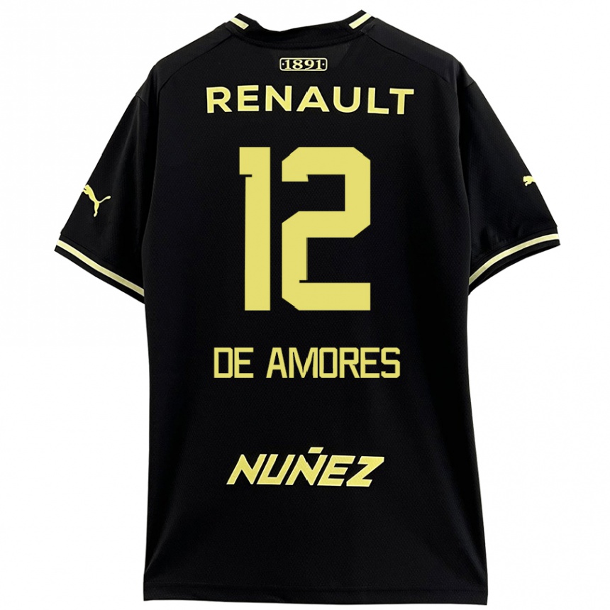 Niño Fútbol Camiseta Guillermo De Amores #12 Negro Amarillo 2ª Equipación 2024/25 México