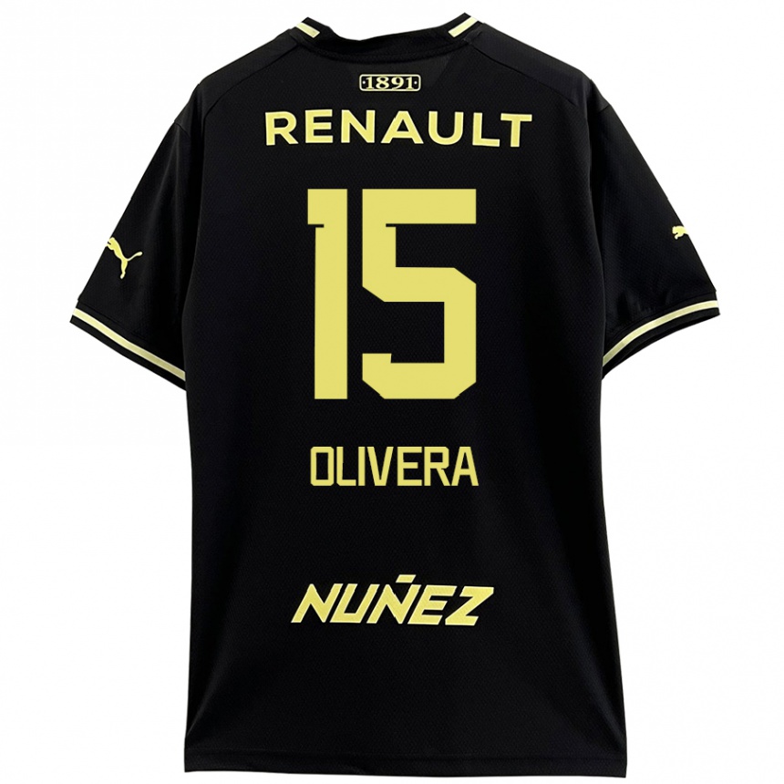 Niño Fútbol Camiseta Maximiliano Olivera #15 Negro Amarillo 2ª Equipación 2024/25 México