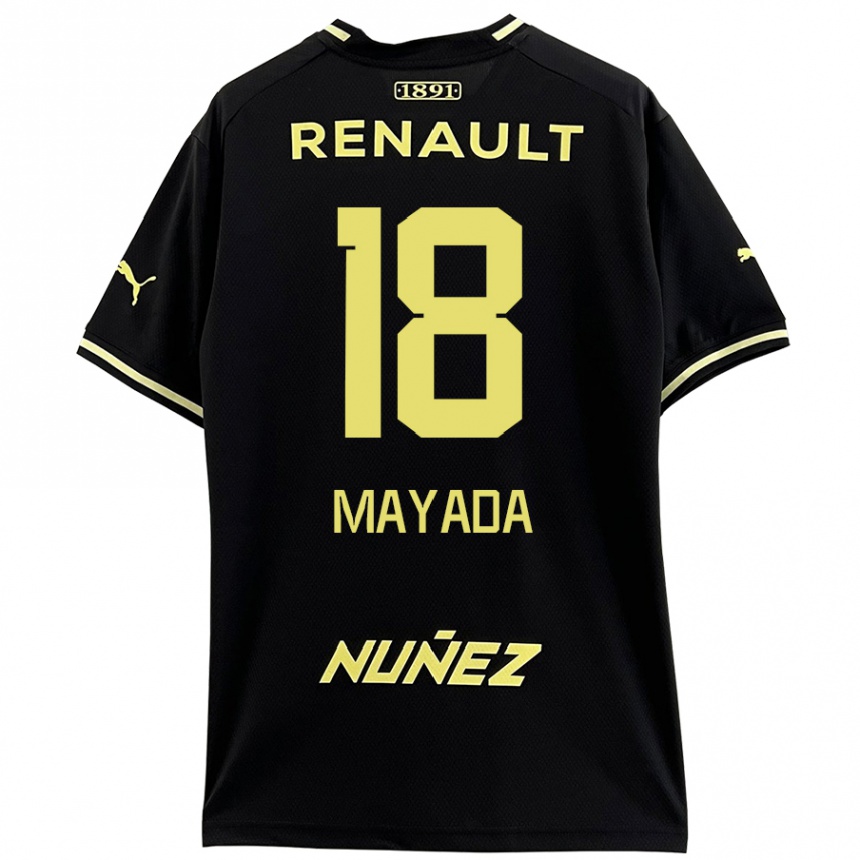 Niño Fútbol Camiseta Camilo Mayada #18 Negro Amarillo 2ª Equipación 2024/25 México