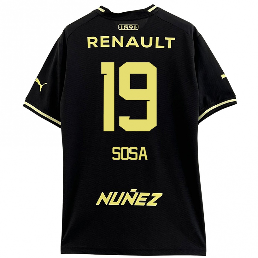 Niño Fútbol Camiseta Diego Sosa #19 Negro Amarillo 2ª Equipación 2024/25 México