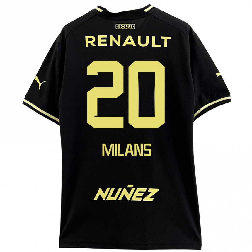 Niño Fútbol Camiseta Pedro Milans #20 Negro Amarillo 2ª Equipación 2024/25 México