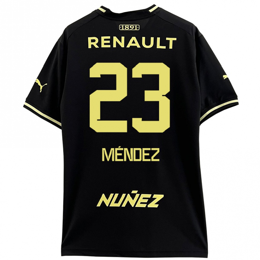 Niño Fútbol Camiseta Javier Méndez #23 Negro Amarillo 2ª Equipación 2024/25 México