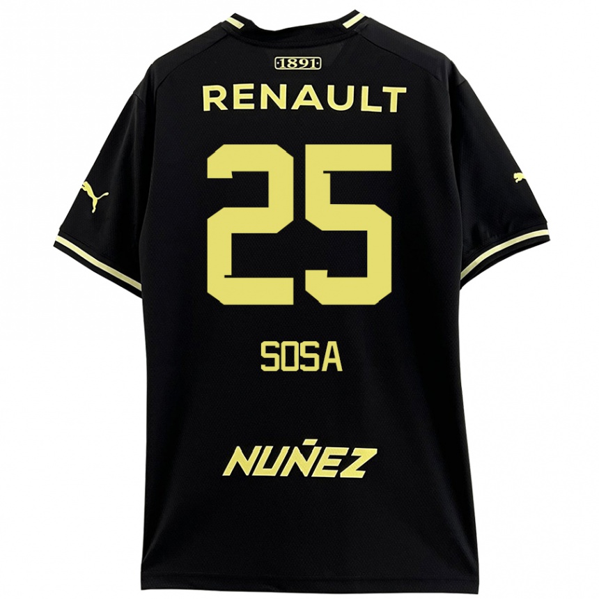 Niño Fútbol Camiseta Ignacio Sosa #25 Negro Amarillo 2ª Equipación 2024/25 México