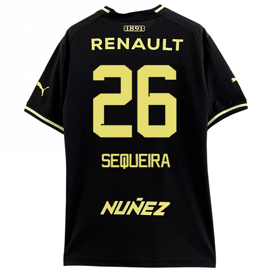 Niño Fútbol Camiseta Leonardo Sequeira #26 Negro Amarillo 2ª Equipación 2024/25 México