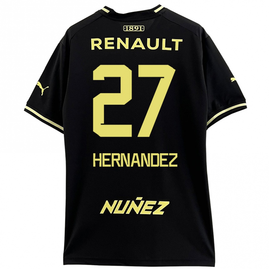 Niño Fútbol Camiseta Lucas Hernández #27 Negro Amarillo 2ª Equipación 2024/25 México