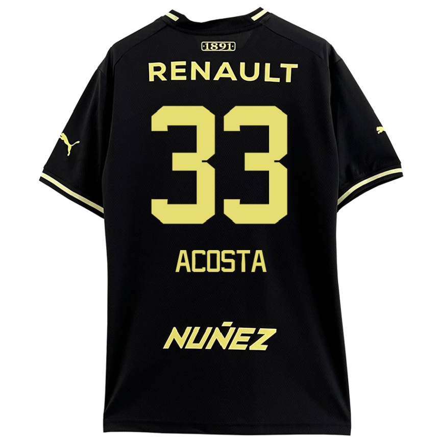 Niño Fútbol Camiseta Nahuel Acosta #33 Negro Amarillo 2ª Equipación 2024/25 México